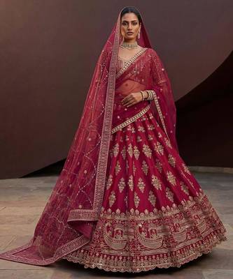 rani pink silk blend embroidered lehenga choli 2
