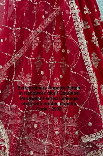 red silk blend embroidered lehenga choli