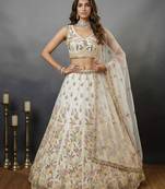 cream net embroidered lehenga choli
