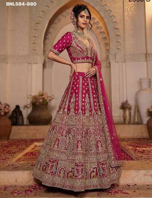 pink silk embroidered lehenga choli 3