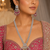 Rhodium finish elegant long american diamond necklace set