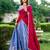 blue art silk printed Onam lehenga choli