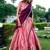 pink art silk printed Onam lehenga choli