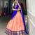 peach art silk printed Onam lehenga choli