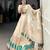 cream art silk printed Onam lehenga choli