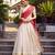 cream jacquard plain Onam lehenga choli