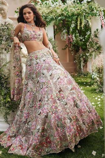 multicolor georgette embroidered  lehenga choli