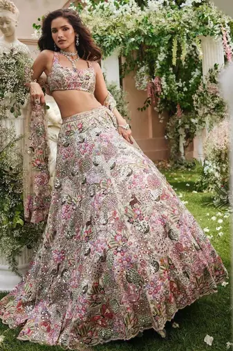 multicolor georgette embroidered  lehenga choli
