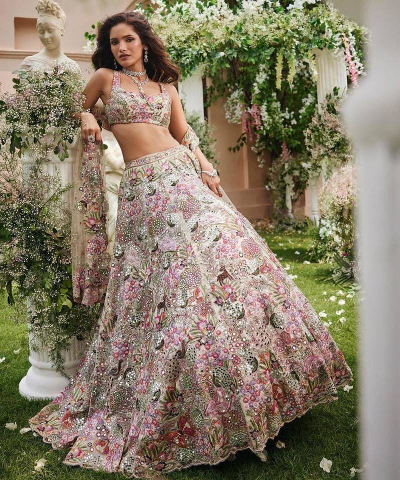 multicolor georgette embroidered  lehenga choli