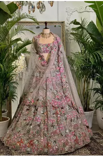 multicolor georgette embroidered  lehenga choli
