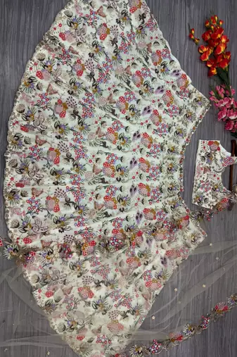 multicolor georgette embroidered  lehenga choli
