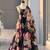 black organza printed  lehenga choli with free size upto 42