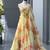light lemon organza printed  lehenga choli with free size upto 42