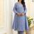 Elegant blue chikankari cotton suit set with dupatta