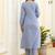 Elegant blue chikankari cotton suit set with dupatta
