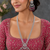 Rhodium finish elegant long american diamond necklace set