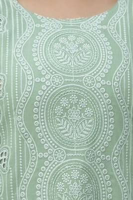 Elegant sea-green chikankari cotton suit set with dupatta 4
