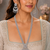 Rhodium finish premium cz long necklace set