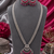 Rhodium finish elegant long american diamond necklace set