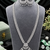 Rhodium finish premium cz long necklace set