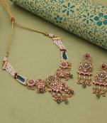 Multi color matte gold kundan choker set