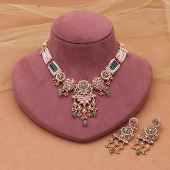 Multi color matte gold kundan choker set 2
