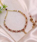 Rani color matte gold kundan necklace set