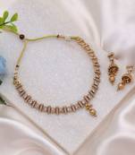 Gold color matte gold kundan necklace set