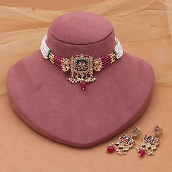 Multi color matte gold choker kundan set 2