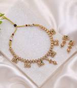 Green color matte gold kundan jewelry set