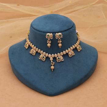 Green color matte gold kundan jewelry set 2
