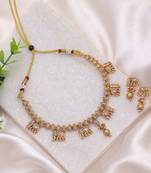 Gold color luxury matte gold kundan set