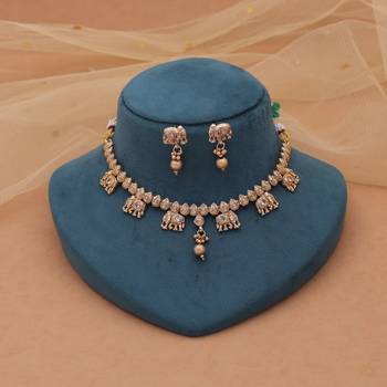 Gold color luxury matte gold kundan set 2