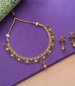 Rani & green color gold kundan set