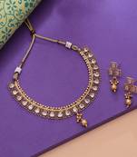Gold color ethnic kundan necklace set