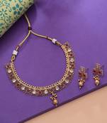 Rani color matte gold kundan set