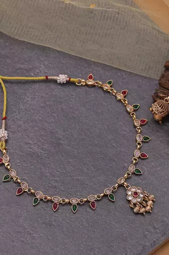 Rani & green color kundan jewelry set