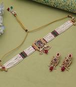 Rani & green color choker kundan set
