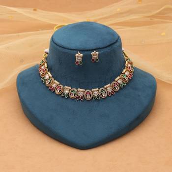 Rani & green color designer kundan set 2