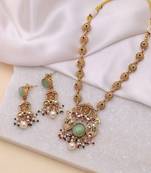 Pista green color matte gold kundan set