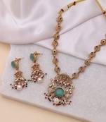 Rama green color kundan necklace set