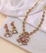 Light pink color kundan necklace set