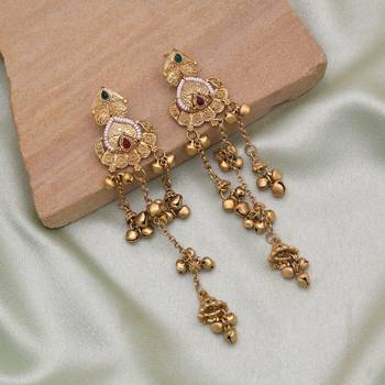 Rani & green color long kasmiri earrings 1