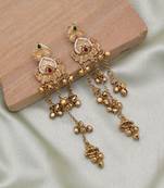 Rani & green color long kasmiri earrings