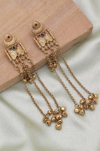 Rani & green color handmade kasmiri earrings
