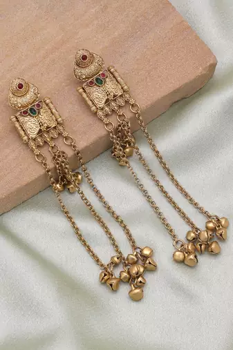 Rani & green color handmade kasmiri earrings