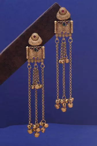 Rani & green color handmade kasmiri earrings