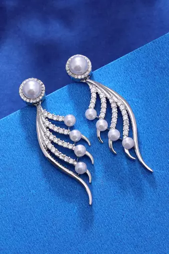 Silver color american diamond earrings