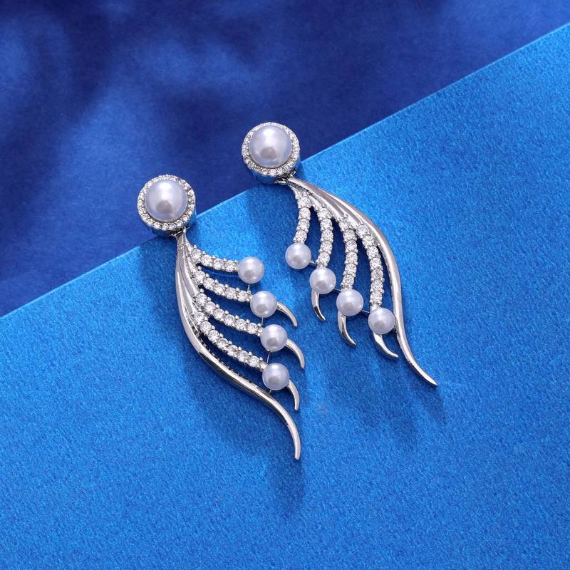 Silver color american diamond earrings
