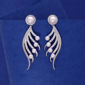 Silver color american diamond earrings 2